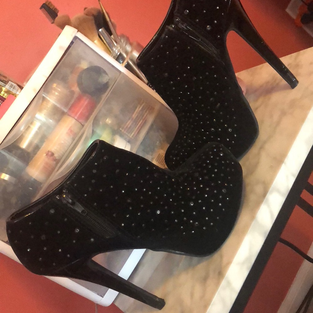 Studded black heel booties